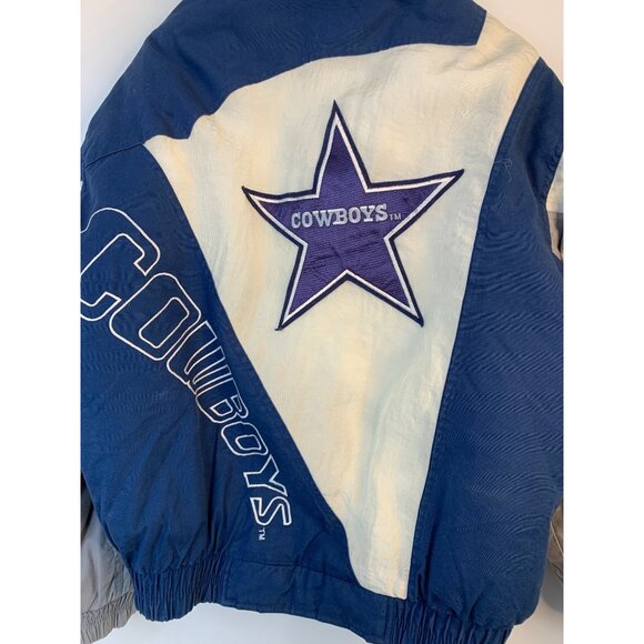 VTG Dallas Cowboys NFL Triple Goose Jacket L Blue Mens Winter Puffer Coat 8977 - Picture 13 of 13